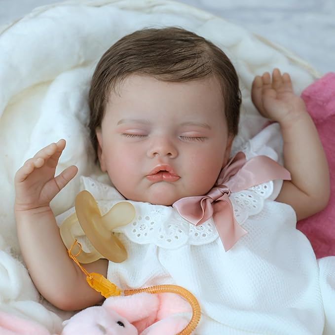 SCOM Lifelike Reborn Baby Dolls Quinbee - 20-Inch Realistic Reborn Doll Girl Soft Body Eyes Closed Newborn Real Life Baby Doll That Look Real for Kids Age 3+