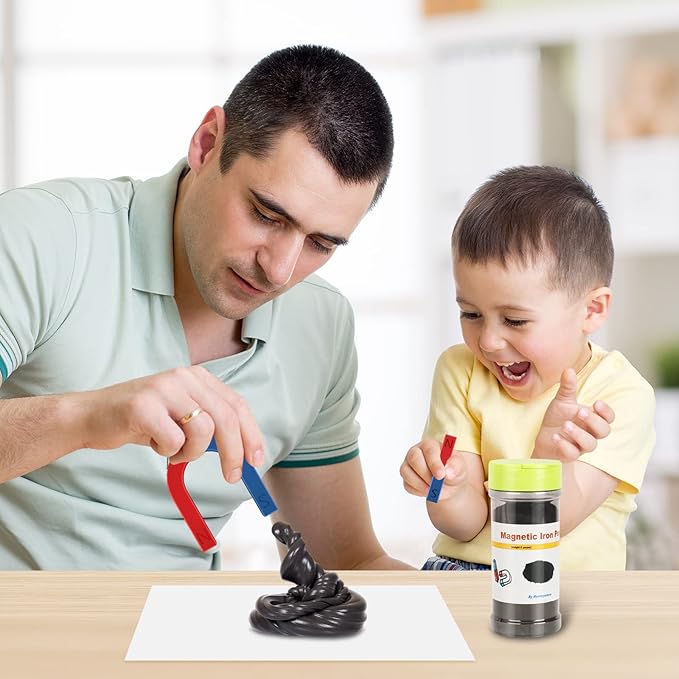 Mysterystone Science Magnets Experiment kit for Kids Physics kit for Students Stem Experiment Tools Including Horseshoe Magnets, Iron filings