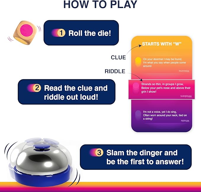 Dare to Ding - Game of Riddles & Reflexes, Fast-paced Card Game, Test Your Wits, Family-Friendly Game for Teens, Families & Adults, Gifts for Ages 10, 11, 12 and Up, 3-8 Players