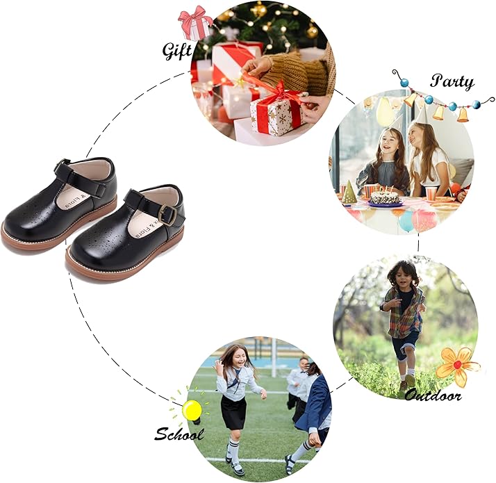 Felix & Flora Toddler Little Girl Mary Jane Dress Shoes - Ballet Flats for Girl Party School Shoes