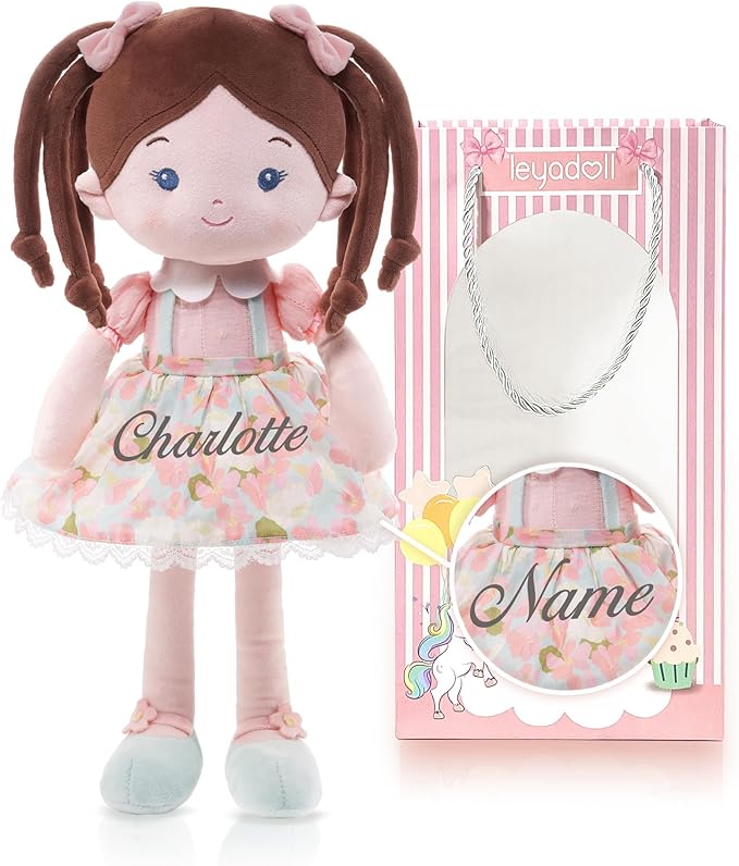 LeyaDoll Personalized Soft Baby Doll Toys (16''), My First Baby Rag Doll for 1 Year-Old Girl Birthday Gift, Christmas Plush Toys Gift for Toddler Kids Infants-Daydream-Meadow-Girl