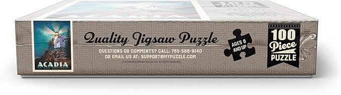 MyPuzzle Acadia National Park: Lighthouse at Night - Premium 100 Piece Jigsaw Puzzle for Adults