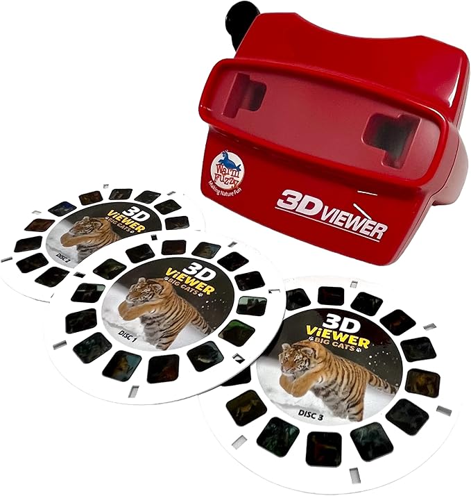 WARM FUZZY Toys 3D Viewer (Big Cats) T-214BC - Perfect for at Home or in The Classroom. Images of Lions, Tigers, Cheetahs, Leopards and More on 3 Photo Discs!