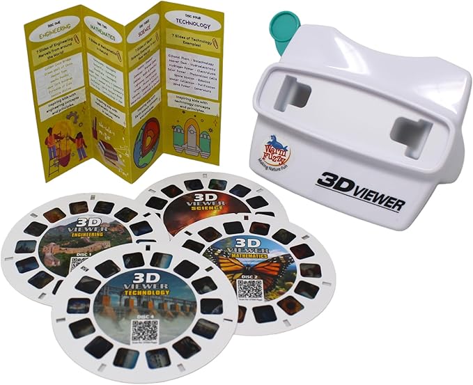 WARM FUZZY Toys STEM Viewfinder - Viewfinder for Kids & Adults, Classic Toys, Slide Viewer, 3D Reel Viewer, Retro, Vintage Toys with 4 Reels - Contains 28 High Definition Educational 3D Images