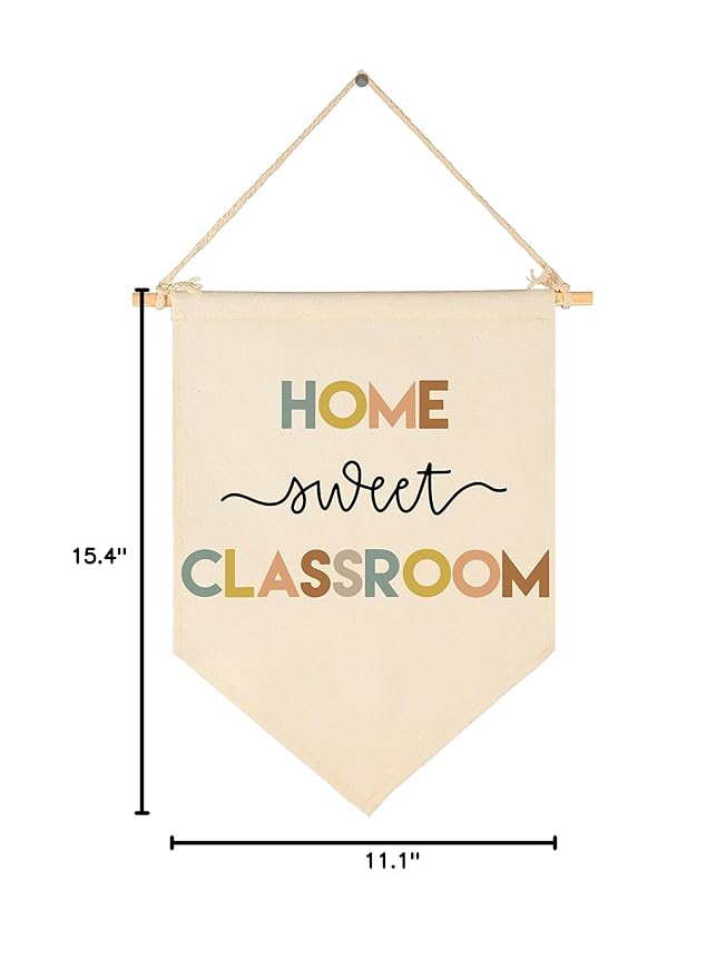 Home Sweet Classroom-Classroom Decor-Teacher Appreciation Gift-Teacher's Day Gift-Door Sign-Canvas Hanging Pennant Flag Banner Wall Poster Decor Present