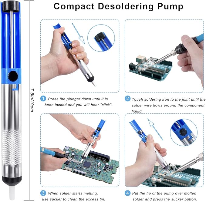 Soldering Iron Kit, Adjustable Temperature 13-in-1 60W Soldering Tool, Solder Kit Electronics with ON/Off Switch, 5 Soldering Tips, Solder Sucker, Stand, Tweezers, Solder Wire, Wire Cutter, Carry Bag