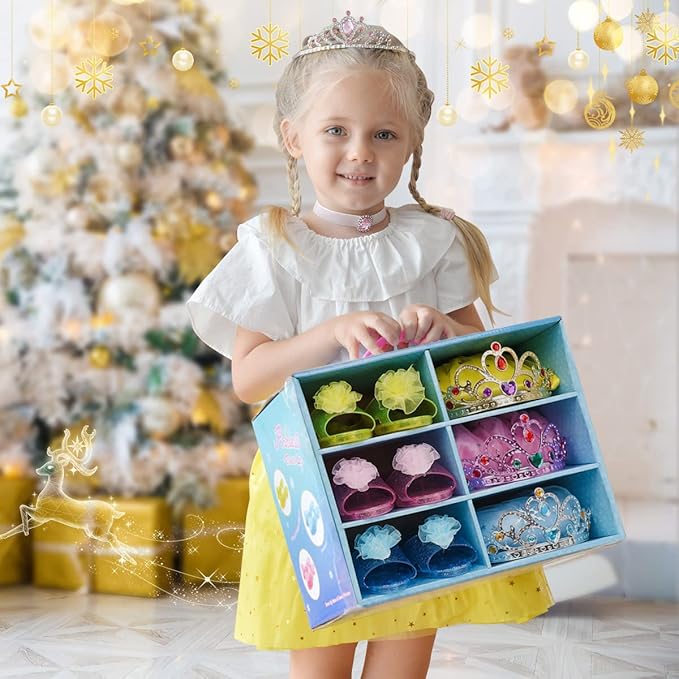 Meland Princess Dress Up for Girls - Dress Up Clothes with Shoes & Skirts, Princess Toys for Toddler Girl 3,4,5,6 Years