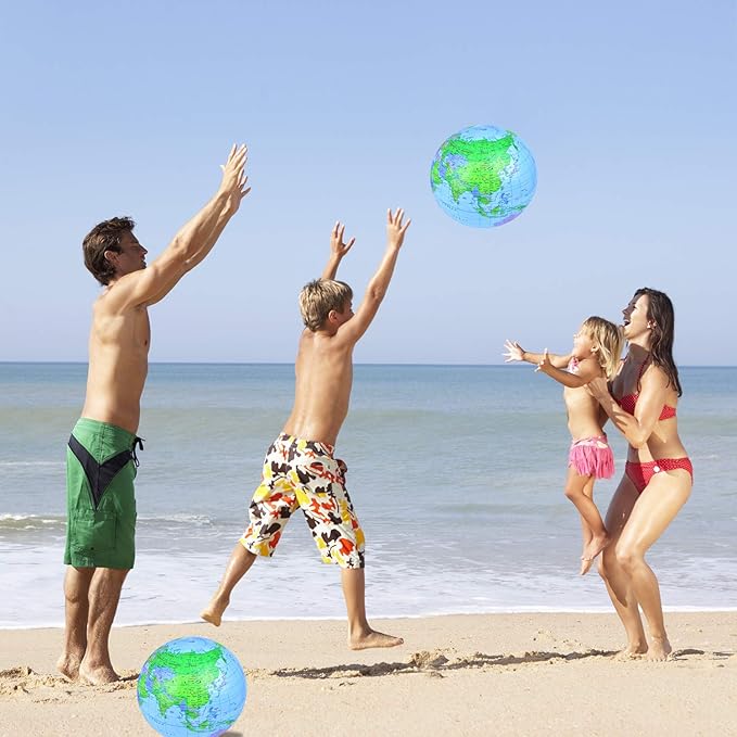 Coopay 24 Pack Inflatable Globe PVC World Globe Inflatable Earth Beach Ball Swimming Pool Ball Birthday Beach Party Decoration Summer Water Games Gifts for Beach Playing or Teaching