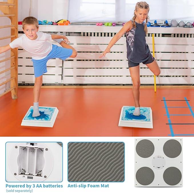 Art3d 12×12 Inch Sensory Interactive Blue Liquid Motion Tiles for Toddlers Kids & Adult - Touch Sensitive 7 Color Changing Flooring Tile for Home Décor, Indoor & Outdoor Activities, 1-Pack