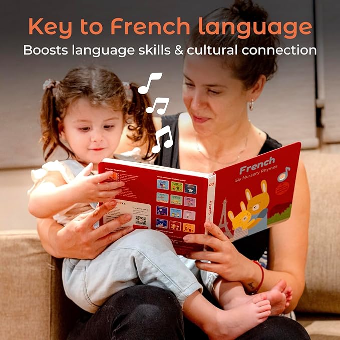 Cali's Books French Nursery Rhymes | New Rechargeable Sound Books | Sound Book for Toddlers 1-3 | Bilingual Books for 1 Year Old | | French Baby Book