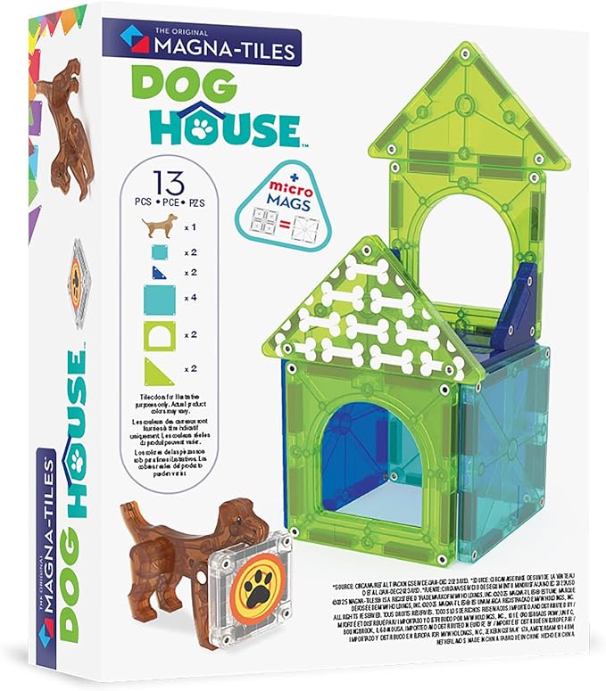 MAGNA-TILES Dog House 13-Piece Magnetic Construction Set, The Original Magnetic Building Brand