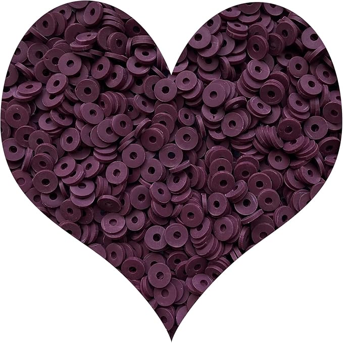 3000Pcs Clay Beads Flat Round Polymer Bead Vinyl Heishi Beads Flat Round Polymer Bead Flat Clay for Jewelry Making Necklace Bracelet (26-Deep Purplish red