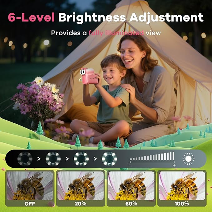 HP60 IPS Microscope for Kids: [Auto On & Off] [3-in-1] 2" Portable Handheld Microscope Miniscope, Pocket Mini Scope Educational Science Kit, Christmas Birthday Gifts for Kids, PC View, Pink