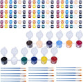 15 Set 12 Colors Washable Acrylic Paint Strips Kit for Kids with 30 Pcs Painting Brushes Totally 210 Pcs Mini Acrylic Paint Set for Kid Adult Arts and Crafts, Classroom Painting Supplies (210)