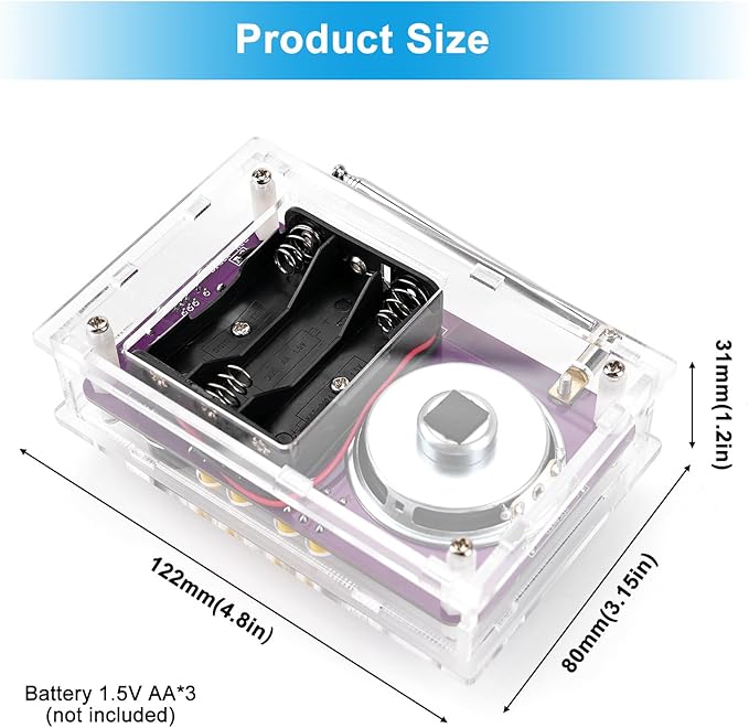Radio with 2inch Speaker and Acrylic Case, DIY FM Radio Soldering Project, Electronic Soldering Practice Kit for High School STEM Education