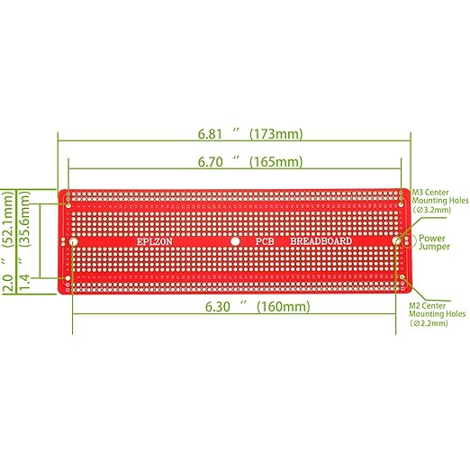 3pcs 6.8"x2.05" Breadboard Solderable Prototype PCB Board Kit for Electronics Projects Compatible for DIY Soldering Circuits Projects Prototype Board,Red