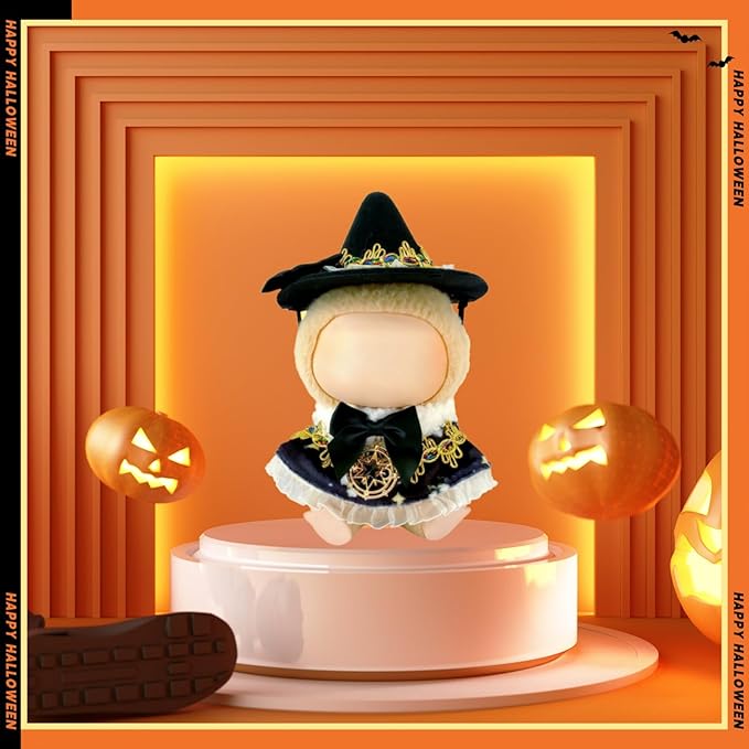 17cm Doll Clothes Set, Halloween Themed Costume, Black Cloak Outfit and Witch Hat for 6.7inch Dolls Suit, Cute Fashion Dress Up Clothes Accessories for 1st/2nd/3rd Gen Doll