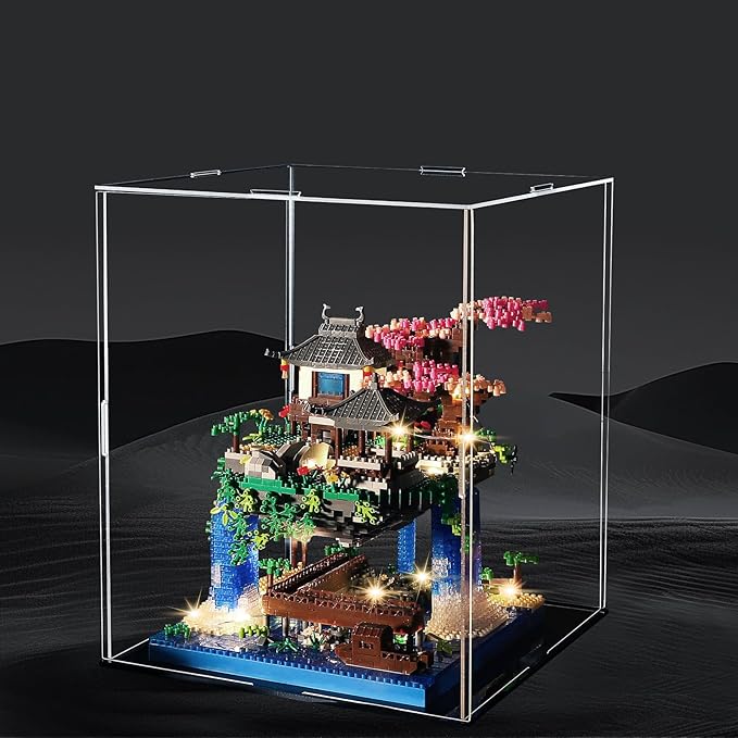 Cherry Blossom Treehouse Micro Mini Building Block Sets with Acrylic Display Box Japanese Bonsai Tree Peach Blossom Pool Architecture Building Model Toy Gift for Adults 2500 Pieces