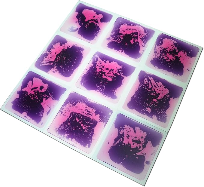 Art3d 1-Pack Fancy Floor Tile for Kids Room Liquid Encased Floor Tile, 11.8" x 11.8" Purple