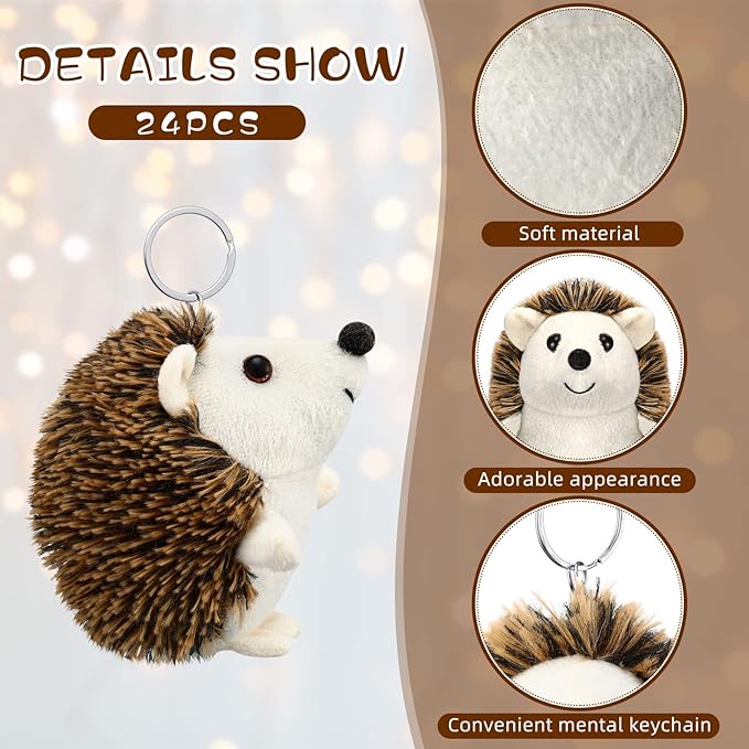 Zubebe Mini Hedgehog Toy Bulk Halloween School Gifts Plush Operation Christmas Stuffed Animal 4 Inch Small Party Favor Decoration DIY Keychain Kid Children Classroom for Baby Shower Birthday(36 Pcs)