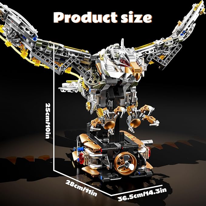 Mechanical Eagle Building Block Set 3D Poseable Model with Articulated Wings & Talons with Motor STEM Toy for Kids & Adults Ideal Gift for Engineering, Nature & Animal Lovers