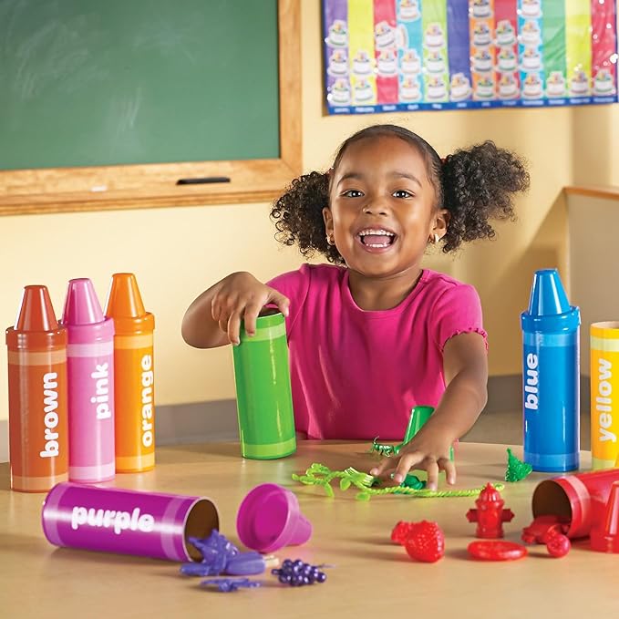 Learning Resources Rainbow Sorting Crayons - 56 Pieces, Ages 3+ Kids Crayons, Early Color Recognition & Sorting, Toddler Sort and Stacking Toys