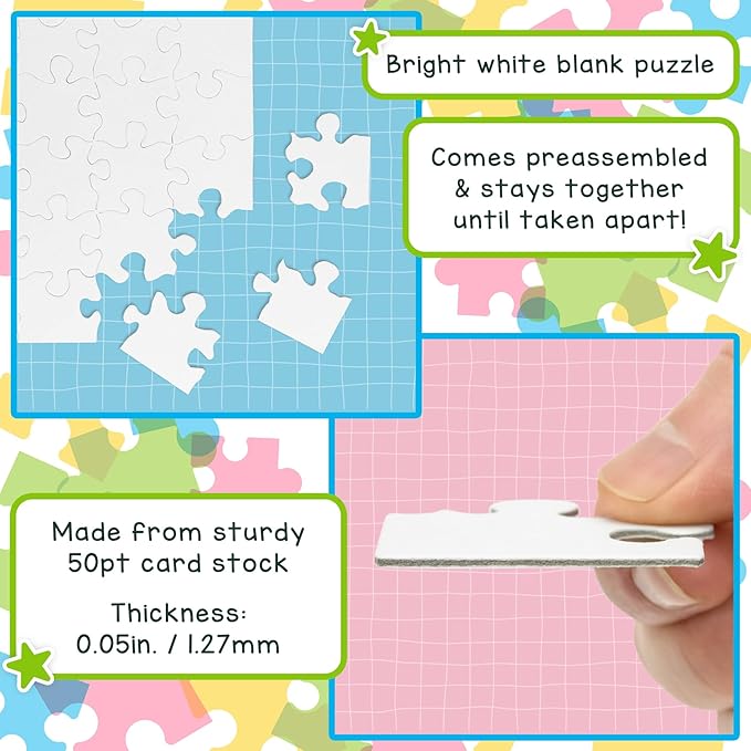 Hygloss 6 Blank Heart Puzzles – 6 x 8 Inches – Ideal for Valentine’s Day Crafts – Write, Draw, and Decorate – 8 Pieces Each