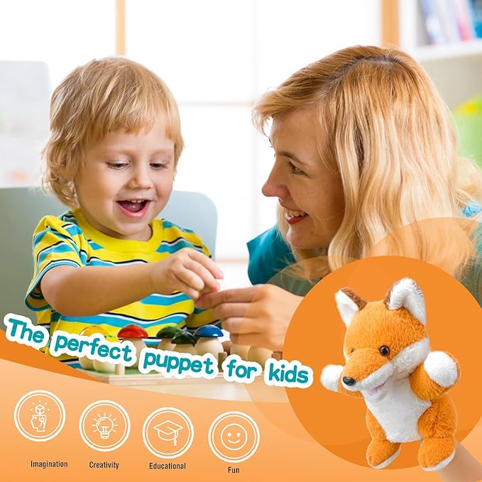 Hand Puppe ts Fox Puppets,9"Realistic Stuffed Animal Puppe ts for Toddlers Cute Fox Stuffed Pupp ets for Kids with Movable Mouth,Fox Animal Ha nd Puppets for Adults Hand Puppets for Toddlers