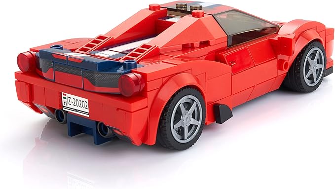 Block Builder Ferrari F8 Racing Car Building Block Set (306 Pieces). Racing Car Building Blocks for Kids and Adults