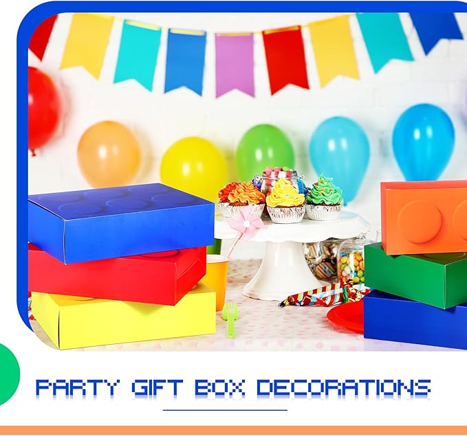 Zhanmai 14 Pcs Paper Building Blocks Boxes in 4 Size Mystery Party Stacking Props Brick Treat Gift Case for Birthday Game Favors Decorations Boys Girls