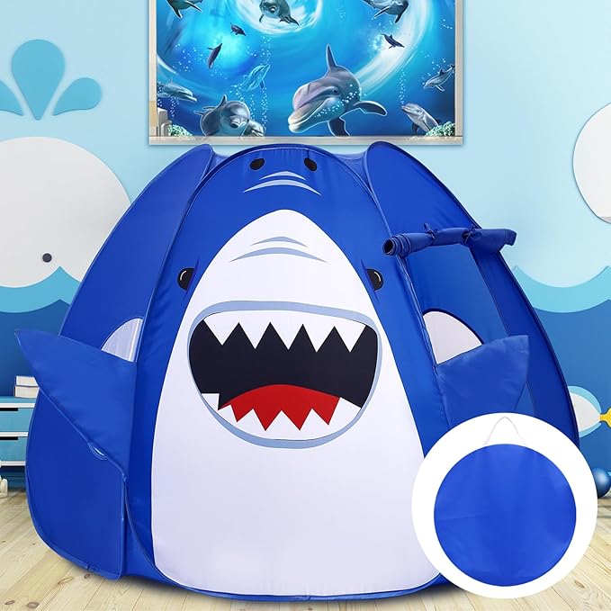 Kids Play Tent Pop up Tent Turtles Automatic Setup Play House Tent for Girls and Boys Outdoor and Indoor (Shark)