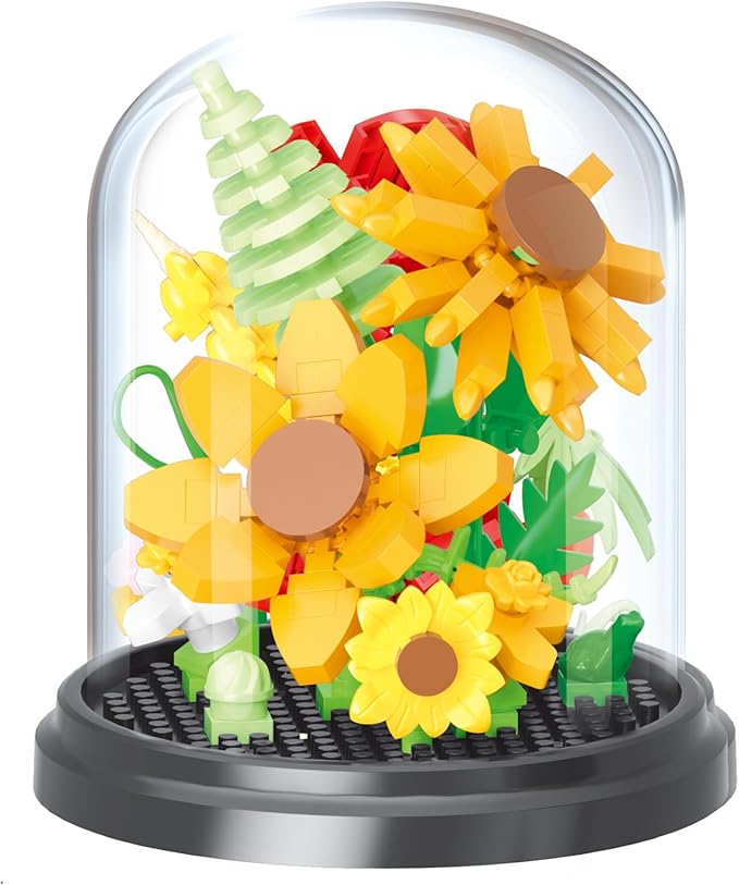 Tiny Sunny Home Bouquets Dust Cover Set Building Toy Creative Assembly Bonsai Tree, Ideal for Valentine's Anniversaries Birthday