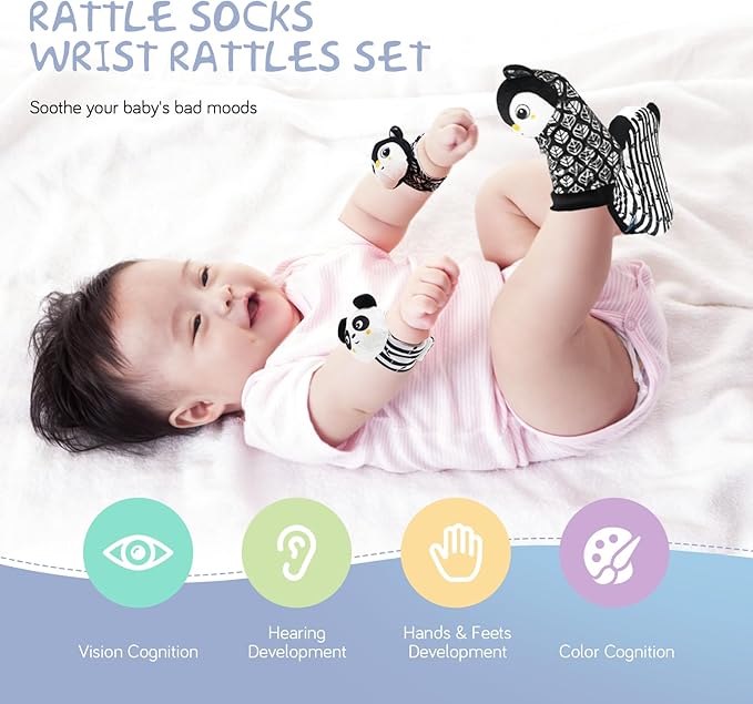 vocheer Black and White Baby Toys, 7 in 1 Sensory Toys for Infants, Tummy Time Toy Newborn 0-3 Months Brain Development, High Contrast Baby Cards Infant Montessori Toy Gift