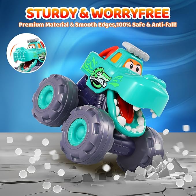 OCATO Car Toys for 1 Year Old Boy Gifts, Pull Back Monster Truck Toy Cars for Toddlers 1-3, 1 2 3 One Year Old Boy Birthday Gift 1st Vehicles Kids Stocking Stuffers Toddler Baby Boys Toys 12-18 Months