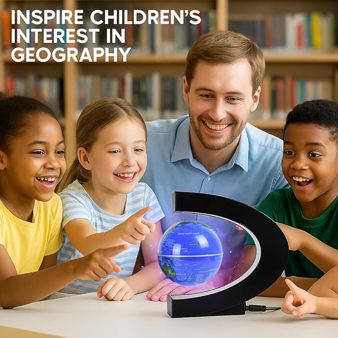 Magnetic Levitation Floating Globe with LED Light Anti Gravity Levitating World Map Office Home Bedroom Desk Gadget Decor Unique Birthday Gift for Men Kids Husband Boss