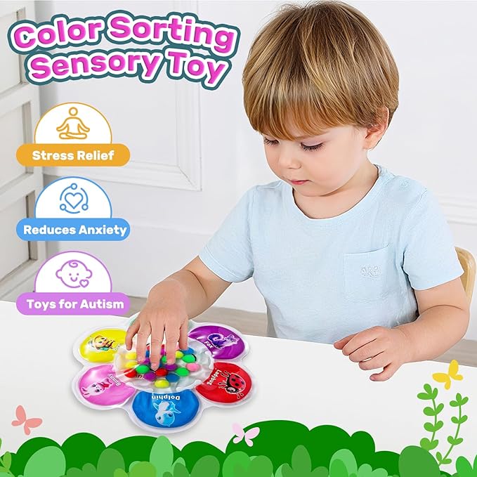 Limpskys Sorting Toys, Color Sorting Sensory Toys, Sensory Toys for Toddlers, Autism Toys for Toddlers 3-4, Quiet Fidget Toys,Color Matching Game (Multicolor-Animal)