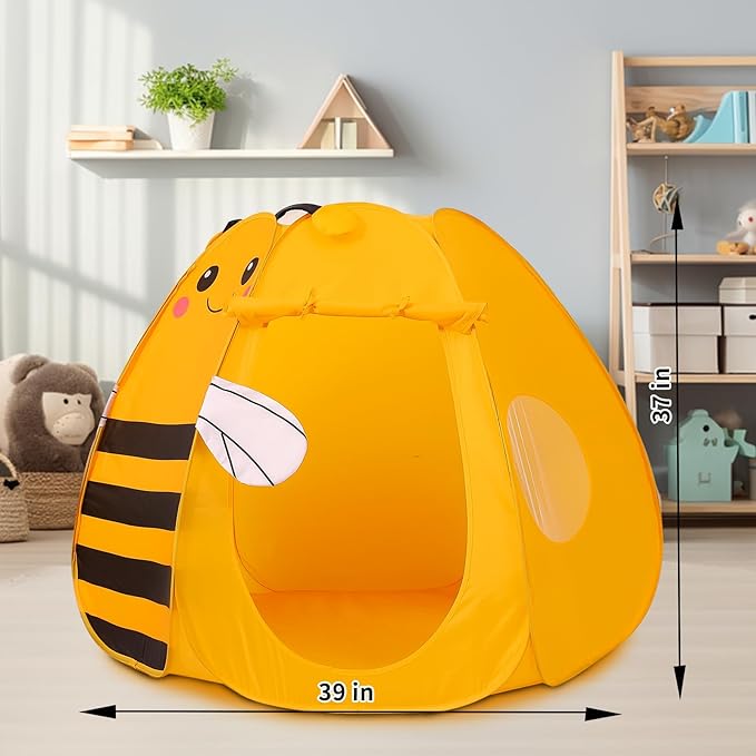 Kids Play Tent Pop up Tent Turtles Automatic Setup Play House Tent for Girls and Boys Outdoor and Indoor (Bee)