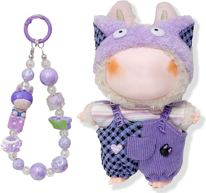 17cm Dolls Clothes, 4 Piece Set Hat Clothes Charms Accessories for Doll, Stylish Adorable Purple17cm Outfits (NO Doll)
