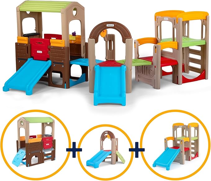 Simplay3 Young Explorers Modular Play System – Kids Activity Outdoor Playset for Children Age 18 mos - 6yrs – Toddler Playground Slide, Climb and Playhouse