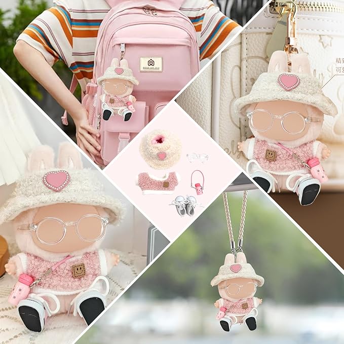 Doll Clothes Set, 5PC Pink Clothes for 15/17 cm Dolls, Fashion Exquisite Accessories for Doll, Luxury Chic Doll Clothing, Stylish Outfit for Boys Girls Birthday Collectors