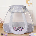 Pop Up Play Tent with Star Light：Neutral Toy for Boy Girl Birthday Gifts, Portable Ball Pit with Outdoor Carry Bag, Collapsible Kids Tent for Toddler Indoor Activity Playhouse, NO Balls(Grey)