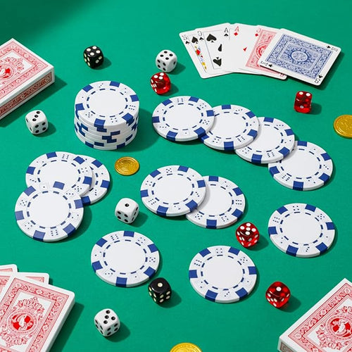 100 Pcs 11.5 Gram Poker Chips ABS Monte Carlo, 40 mm Bingo Chips Tokens Markers Blank Counting Bulk for Blackjack, and Card Night Poker Games