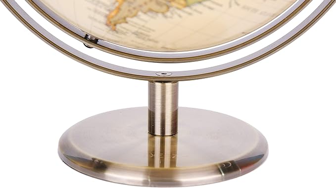 ANNOVA 8" / 20cm World Globe Antique Globe Metal Arc and Base Bronzed Color - All Direction 360° Rotating - Educational/Geographic/Modern Desktop Decoration - for School, Home, and Office (720°)