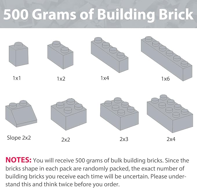 Bulk Light Grey Building Bricks, Classic Building Blocks Compatible with All Major Brands