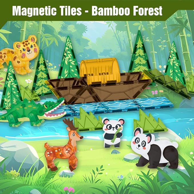 Magnetic Tiles Set Rare Animals Theme Toys, Magnet Tiles Building Blocks Toys for Kids Ages 3+