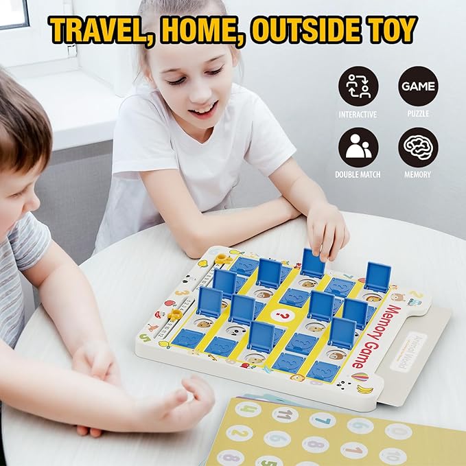 Matching Memory Game for Kids Ages 3 4 5 6 7 8 9, 8 Double-Sided Cards Board Games Toddler Travel Toys for 3-8 Years Old Boys Girls, Road Trip Essentials Airplane Car Activity Christmas Birthday Gifts