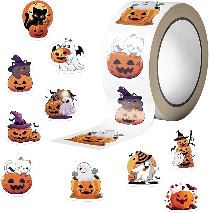 500PCS Halloween Pumpkin Theme Stickers, Vinyl Waterproof Holiday Stickers,Halloween Goodie Bag Stuffers, Teens Party Favors Gifts Party Supplies Decorations