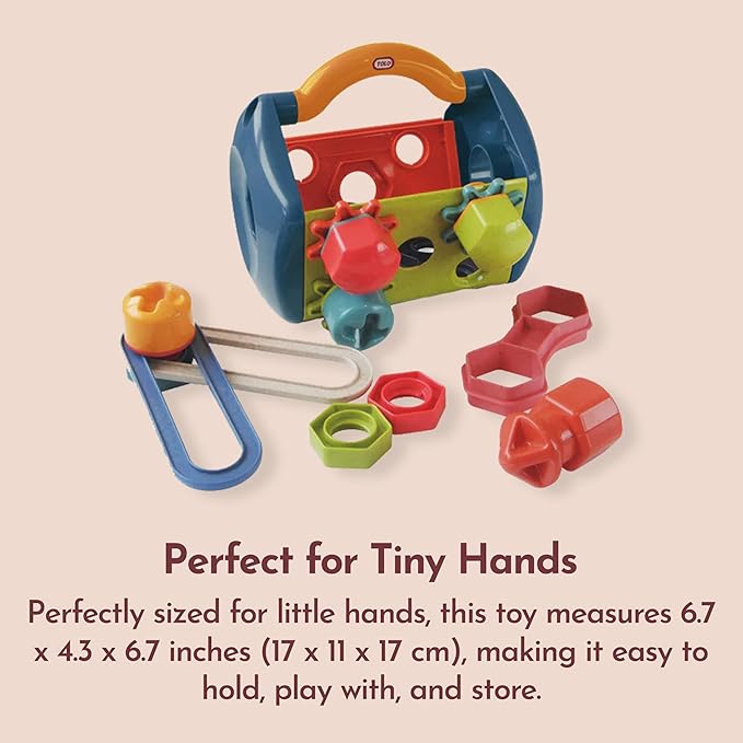 Tolo Bio Tool Box | 14-Piece Kids Engineering Tool Set with Screwdriver, Spanner, Connectors, Screws, Bolts, Nuts & Gears | Educational STEM Toy for Creative Play | Portable with Sturdy Handle