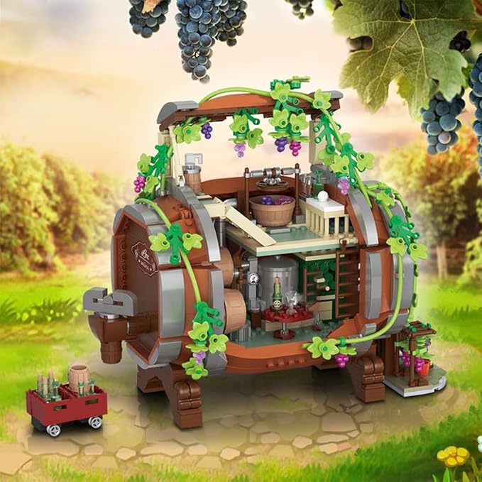 Wine Barrel Building Blocks Toy, 1022 Pieces, Gift for Adults and Children