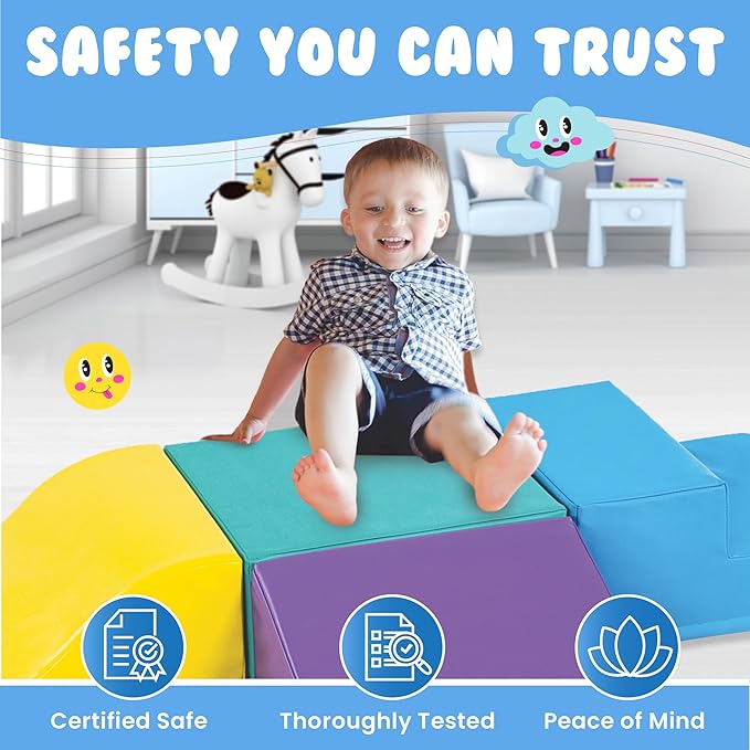 New Bounce Toddler Climbing Toys - Soft Play Set for Kids - Foam Climbing Blocks - Safe Soft Gym Equipment - Great for All Ages